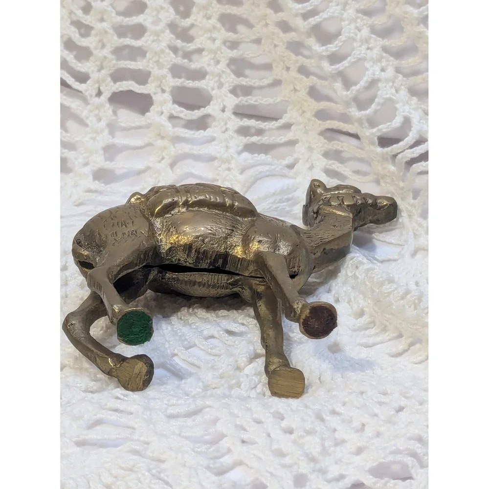 Vintage Brass Camel Figurine Dromedary with Packs Miniature Statue Desert Decor